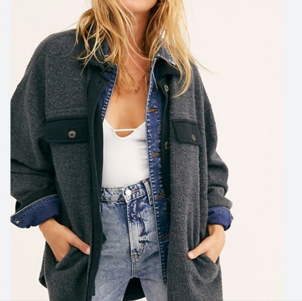 Anthropologie Free People Ruby Jacket in Incense Washed Black - Picture 2 of 14